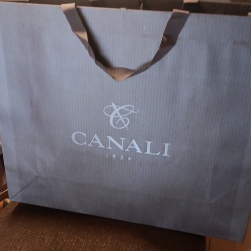 Canali Brown PAPER SHOPPING Bag WITH FABRIC HANDLES - Picture 2 of 5